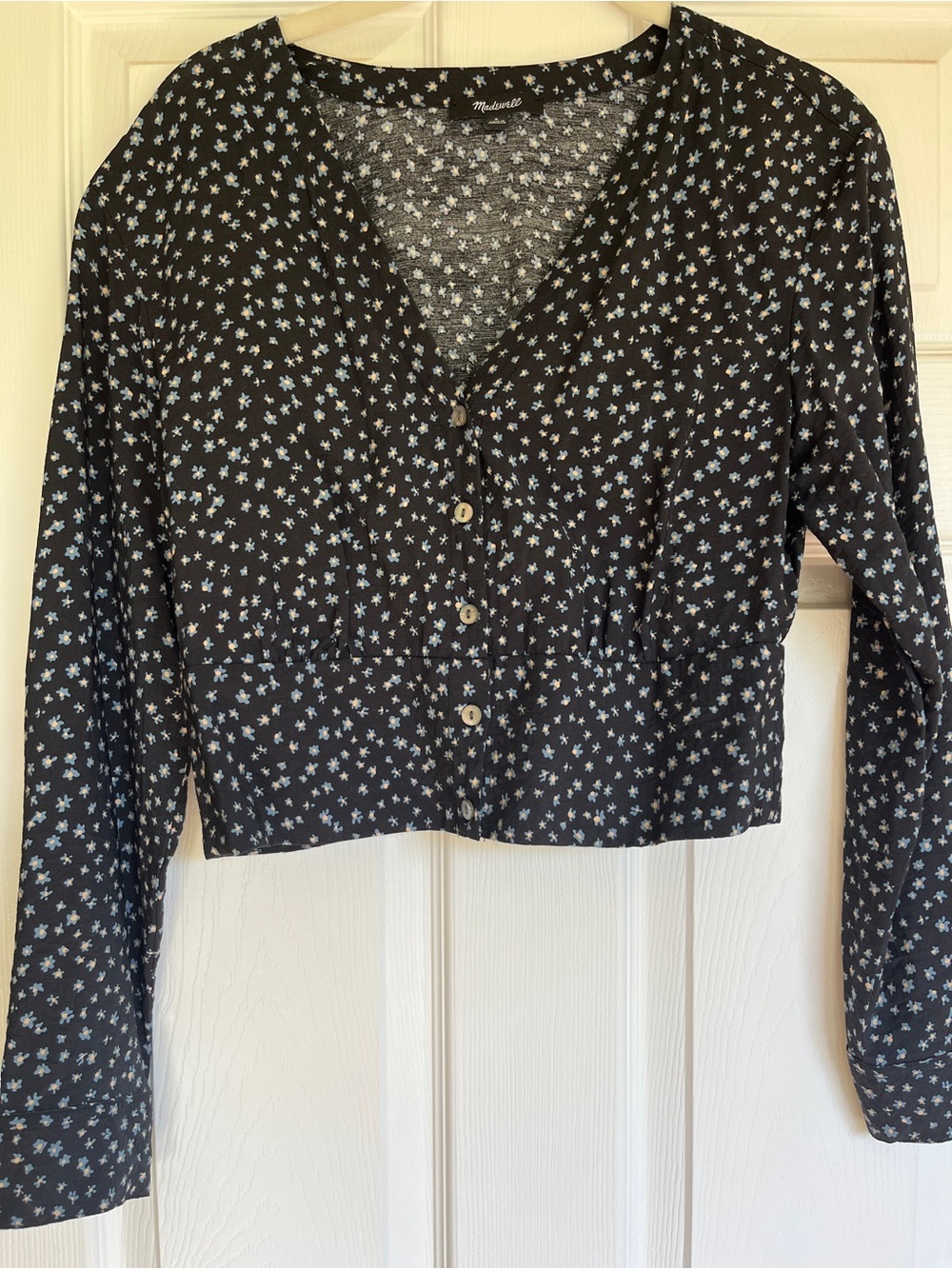 Madewell Button-Front Floral V-Neck Top